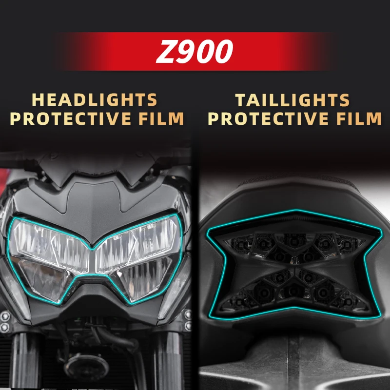 Use For KAWASAKI Z900 Motorcycle Accessories A Set Of TPU Headlight And Taillight Film Lamp Transparent Protection Stickers