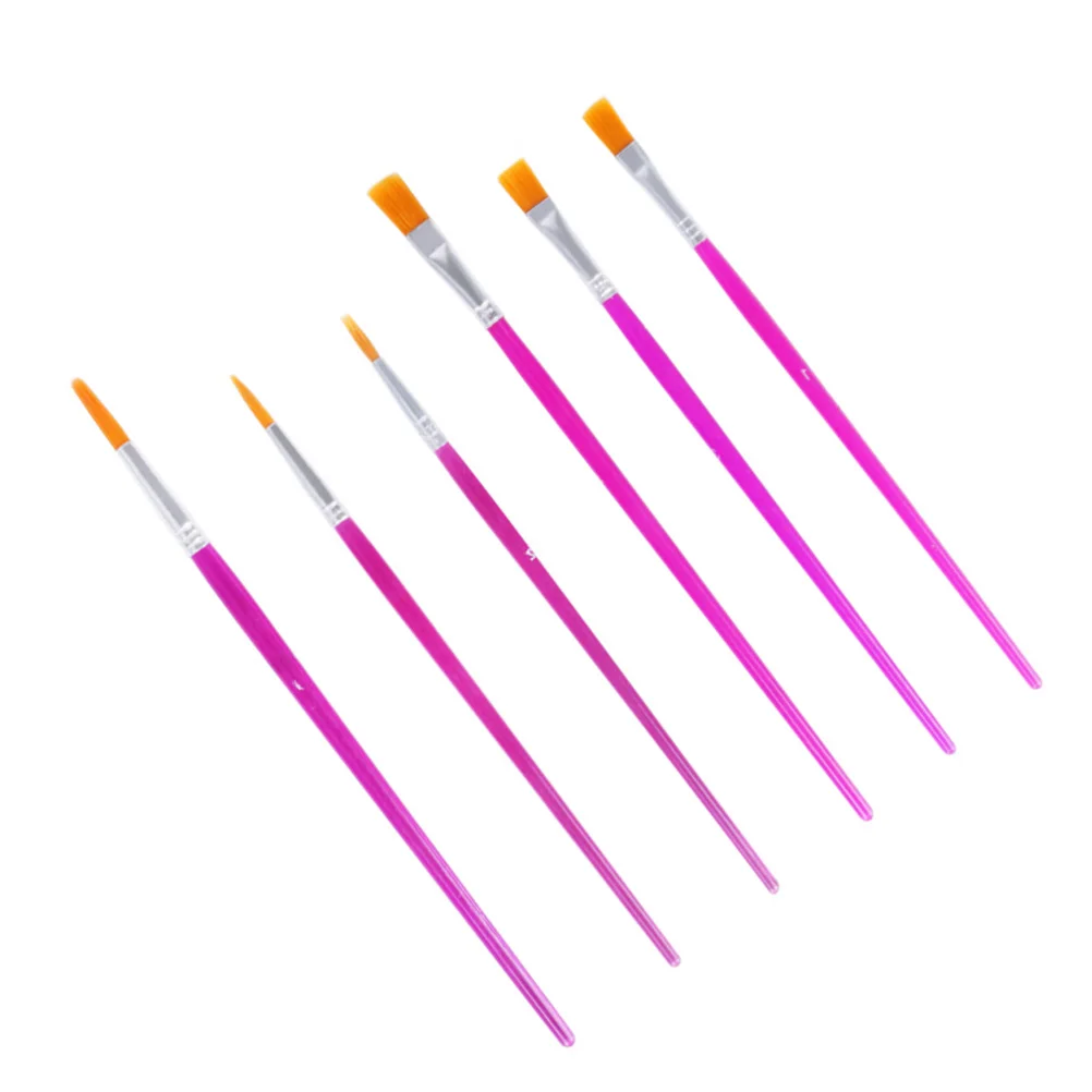 

6Pcs Oil Painting Brush Set Nylon Plastic Rod Round Tip Nail Art Cake Carving Decorating Tools Acrylic Watercolor Body Face