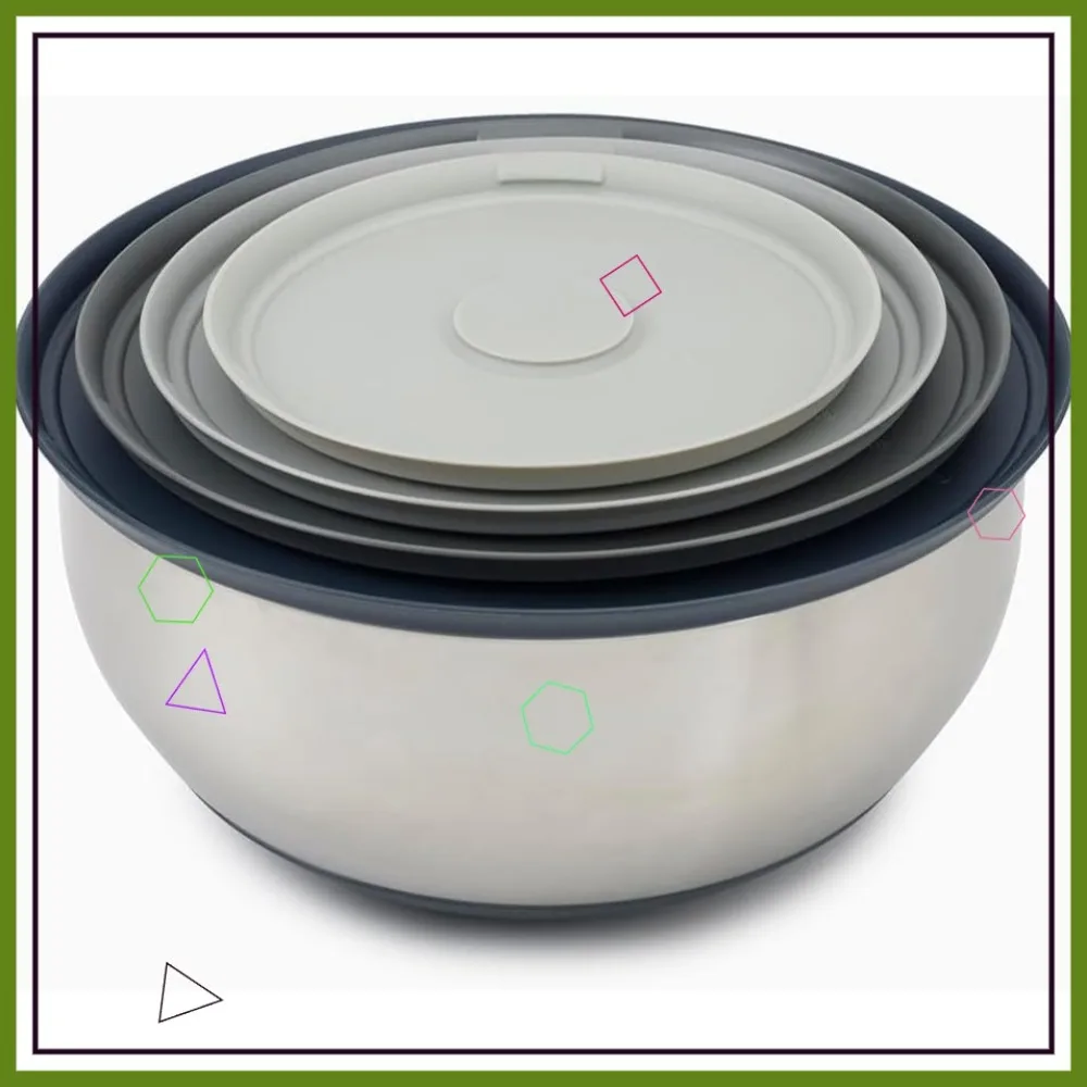 

Набор из 8 мисок из нержавеющей стали с крышками, вкладываемые в себя, для хранения продуктов и кухонной подготовки