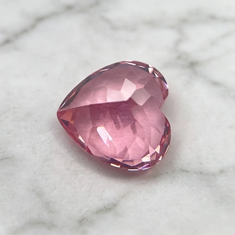Laborgezüchteter Saphir in Herzform, Sonnenuntergangsrosa, Edelstein für DIY-Schmuck, Ring, Halskette, Ohrringe, mit wählbarem Zertifikat – Detail 6