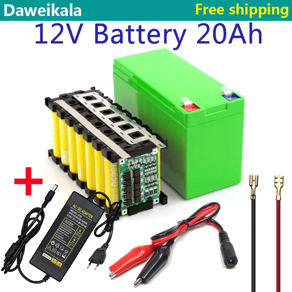 12V  Battery 18650 Battery Pack 18650 Lithium Battery Recharable Battery Solar Storage Battery Electric Lighting 12V 3A Charger