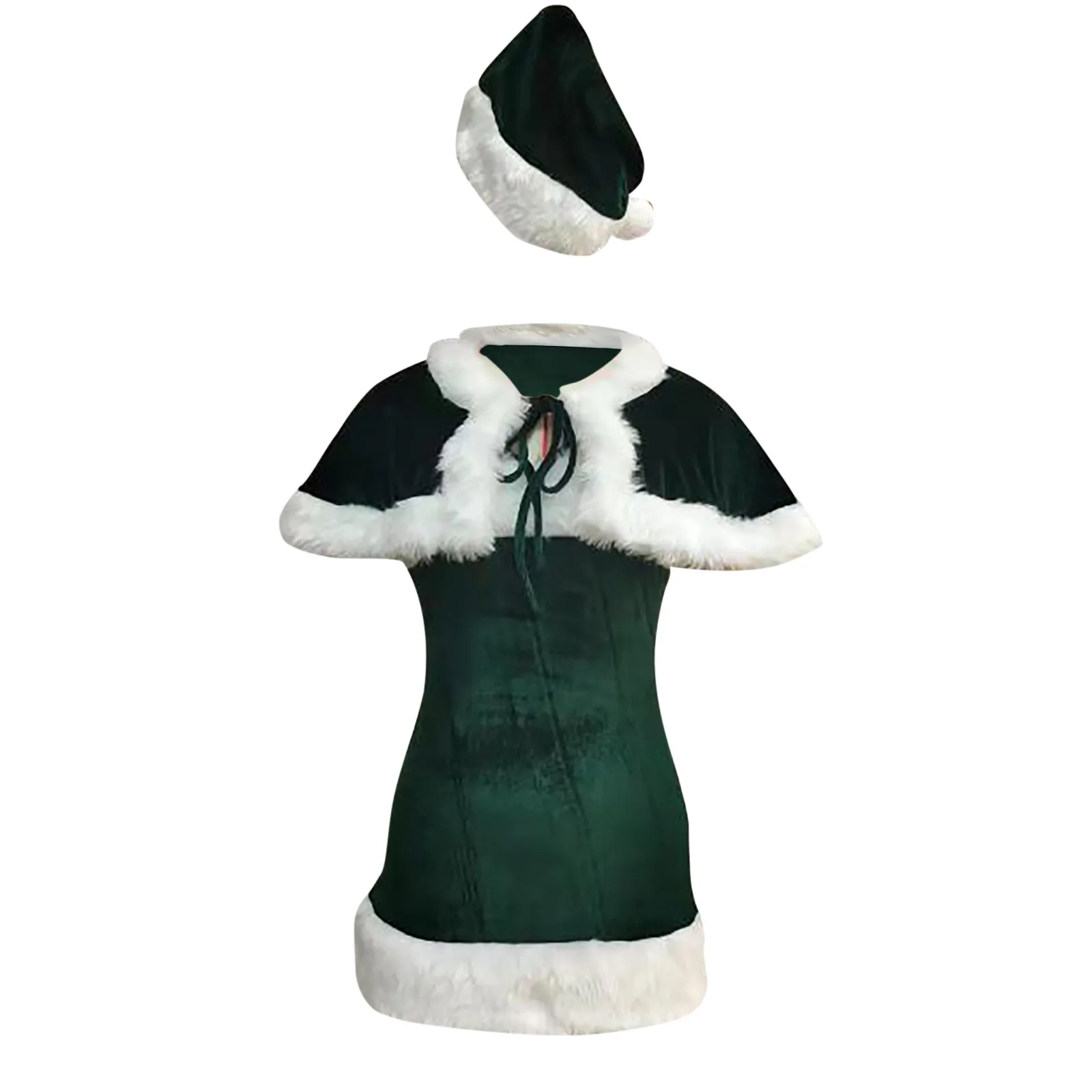 Christmas Female Santa Claus Series Costume Xmas Party Snow Elk Girl green Dress Cloak Rope Unifrom Sexy Pajamas Cosplay Costume