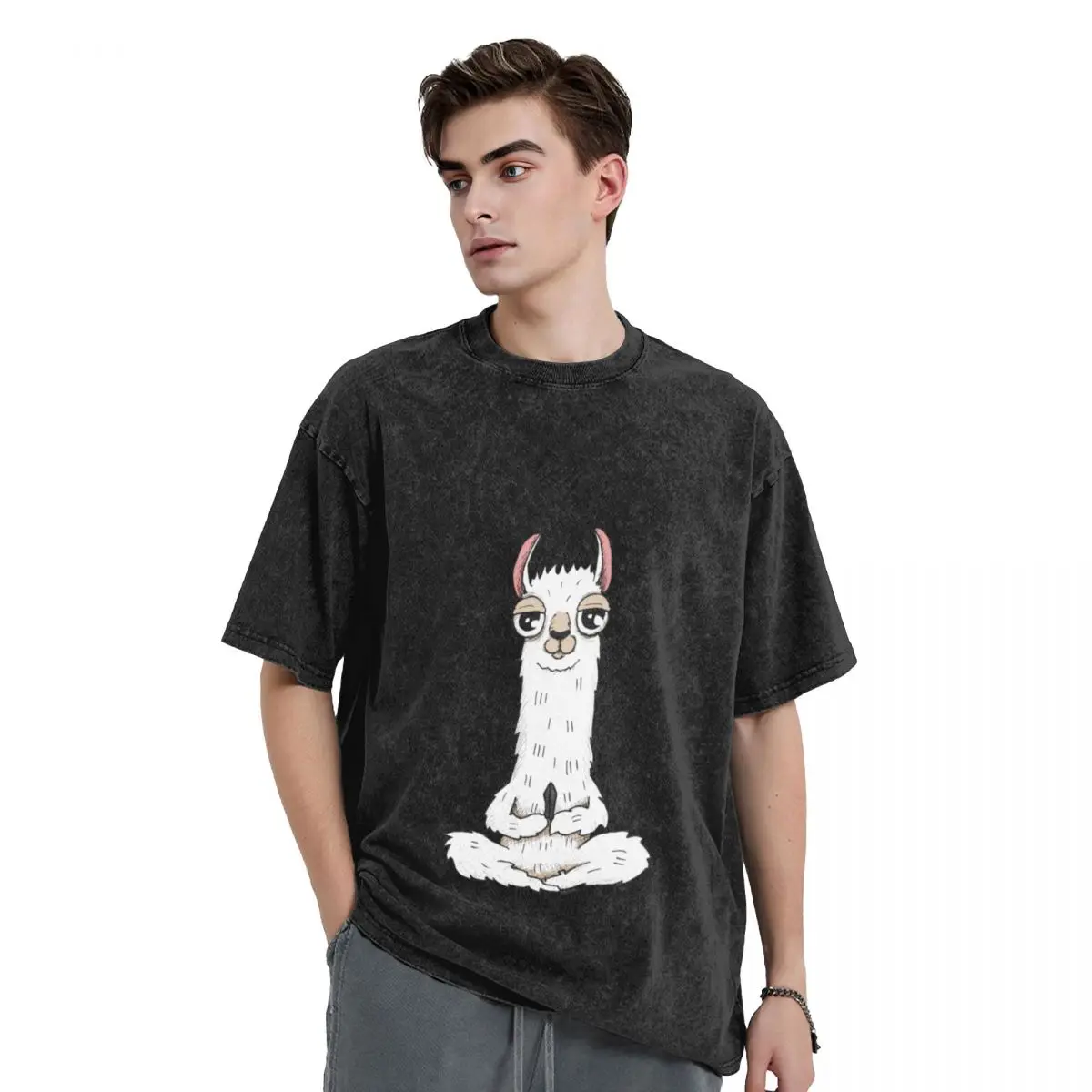 

Llama yoga pose with llamaste T-Shirt summer clothes essential t shirt t shirt for men