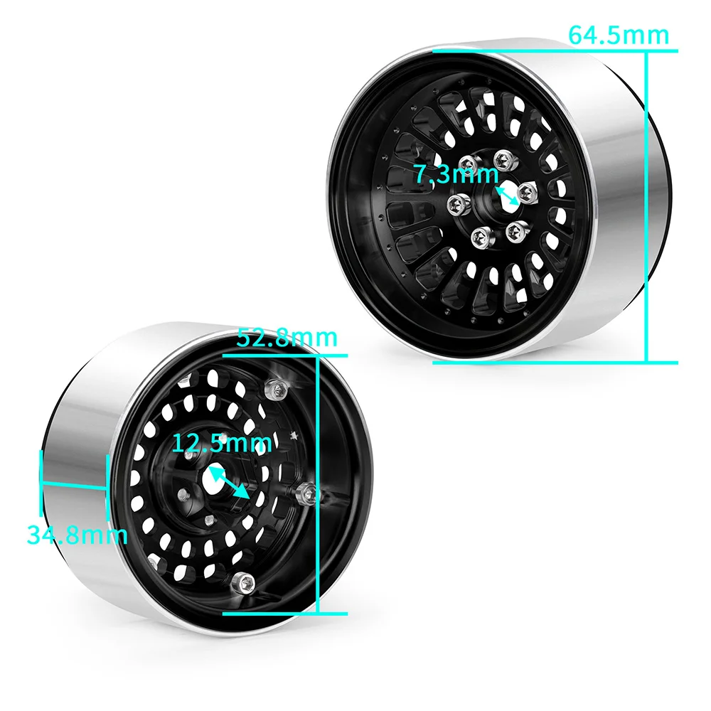 MIBIDAO 4 قطعة 2.2 بوصة سبائك الألومنيوم Beadlock جنوط عجلات محور ل محوري RBX10 الشبح TRX-4 1/10 RC الزاحف سيارة ترقية أجزاء #6