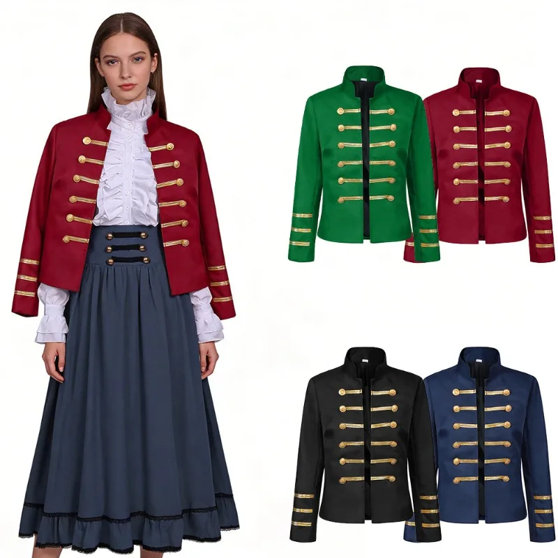Red Double Breasted Retro Stand Collar Jacket Women Spring Autumn Fashion Solid Slim Tops Elegant Commuter Streetwear Women Coat
