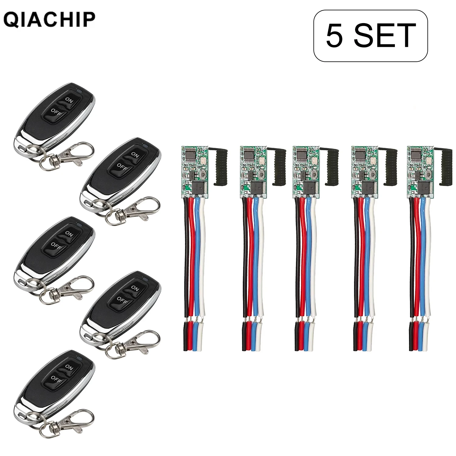 QIACHIP 433 MHz kabelloser Fernbedienungsschalter, Mini-Empfänger mit großer Reichweite, 3,6 V, 12 V, 24 V und 433 MHz-Sender, LED-Fernbedienung