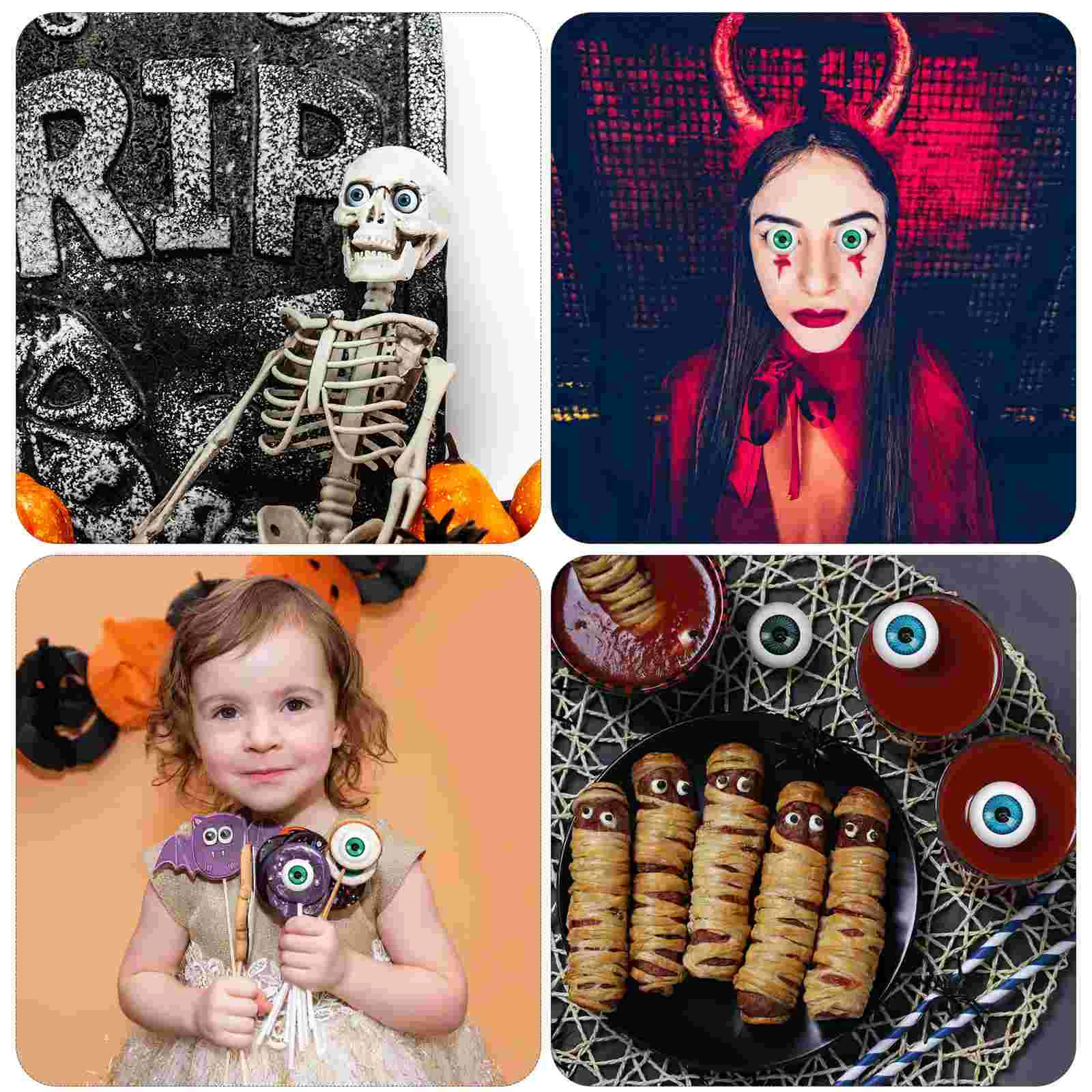 8 accesorios huecos de Halloween máscara de globos oculares decorar disfraz de terror gris verde