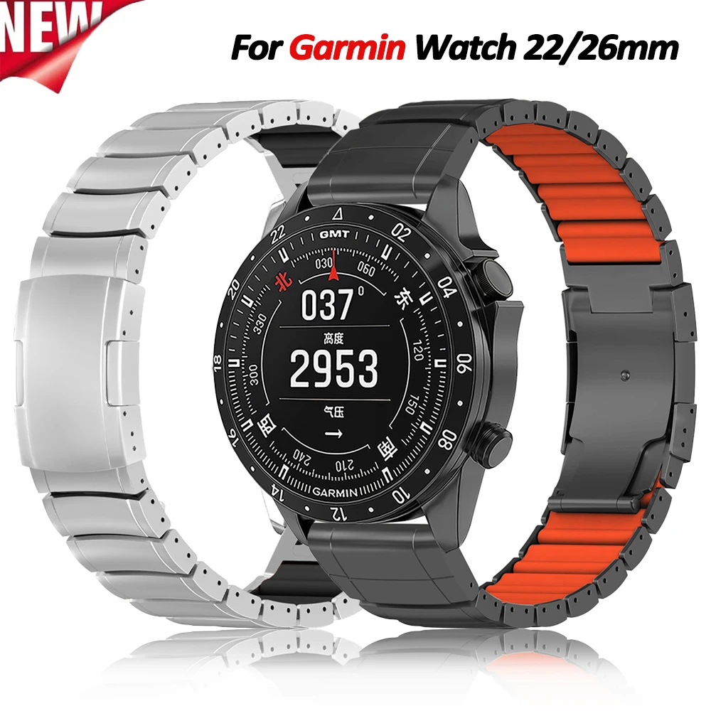 

Титановый ремешок 22 мм 26 мм для часов Garmin Fenix 8 7X 7Pro, роскошный резиновый ремешок для часов Garmin Enduro 3 2 Instinct 3 2X Tactix 7