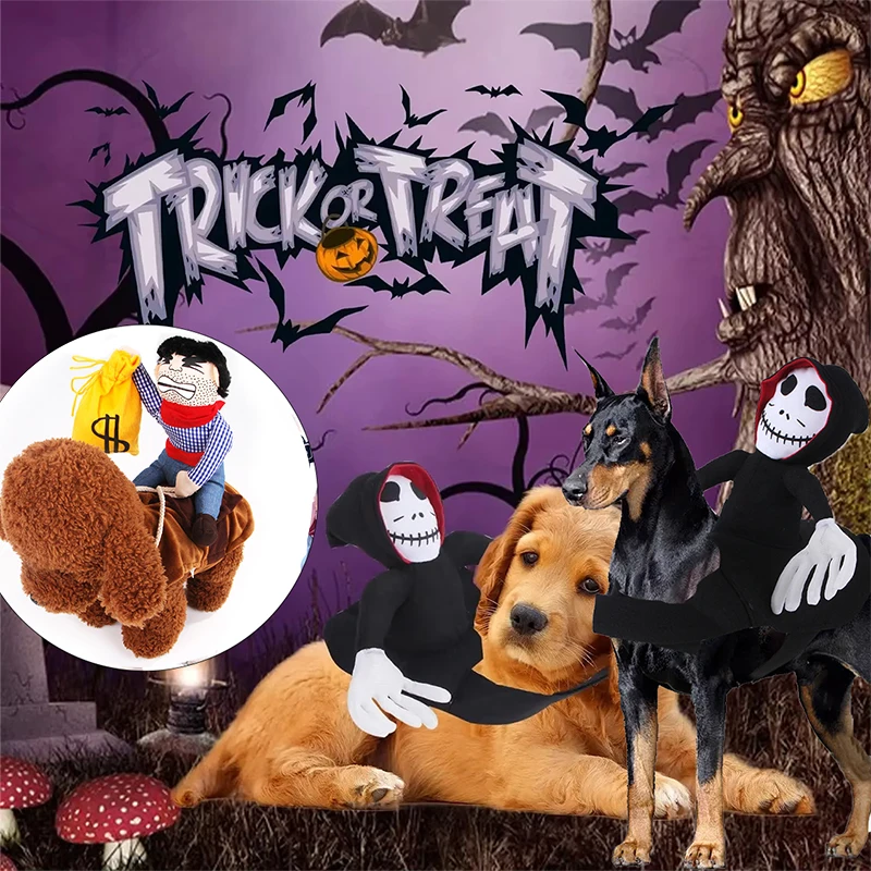 

Halloween Spooky Cosplay Costume For Dog Cat Adjustable Skeleton Jumpsuit Dog Outfit Fun Cartoon Cowboy Party Dress Up Pet Cloth