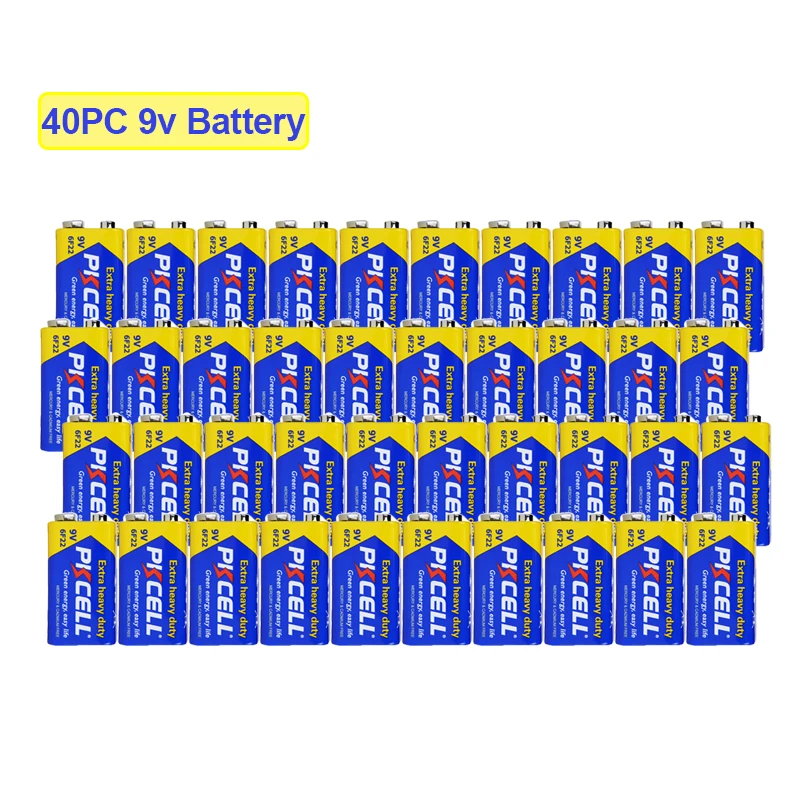 

40PC 6F22 9V Battery Smoke Detectors 9V Batteries Equal to CR9V ER9V 6LR61 batteries For Metal detector