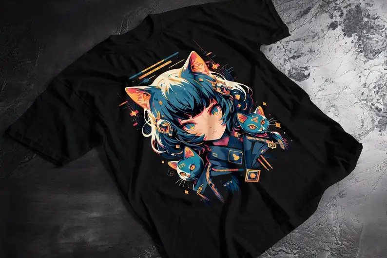 Cat Girl Anime Cyber Waifu Shirt