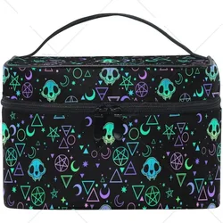 Goth Makeup Bag Gothic Skull Makeup Organizer Bags Toiletry Bag Box Travel Cosmetic Bag Make Up Train Case for Women Girl Ladies