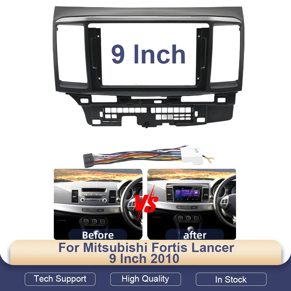 Painel Frontal de 9 Polegadas para Mitsubishi Fortis Lancer 2010-2015, Rádio Automotivo GPS MP5 Android, Central Multimídia 2 Din