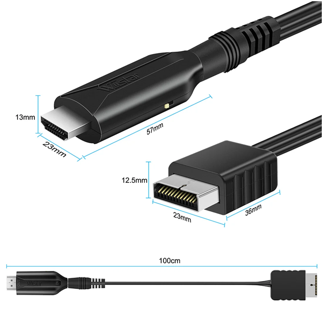 WIISTAR-Adaptador de conversor de áudio e vídeo compatível com PS2 para HDMI, adaptador de cabo Full HD, suporte PS 1/2, HDTV, PC