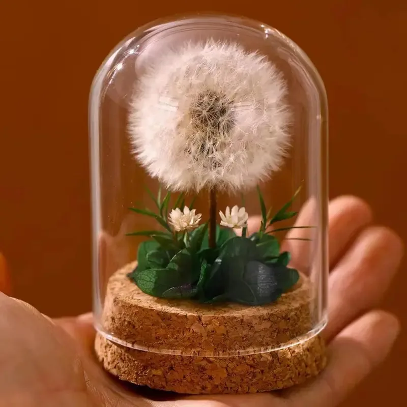 Getrockneter Löwenzahnstrauß im Schreibtischdekor – konservierte Blumen, Geburtstagsgeschenk und mehrjähriger Löwenzahn-Konservierter Blumenstrauß