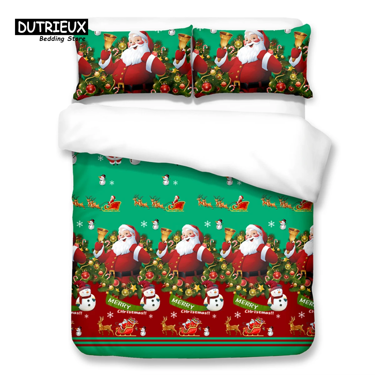 Father Christmas Bedding Set, 3Pcs Duvet Cover Set, Soft Comfortable Breathable Duvet Cover, For Bedroom Guest Room Decor