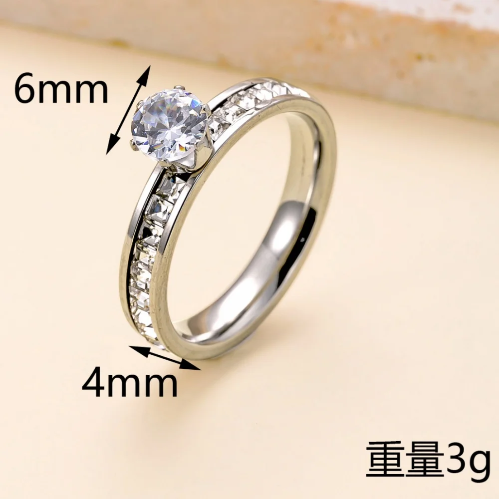 Luxury Zircon Stainless Steel Ring For Women Finger Fashion Jewelry Accessories Party Gift - Detail 1
