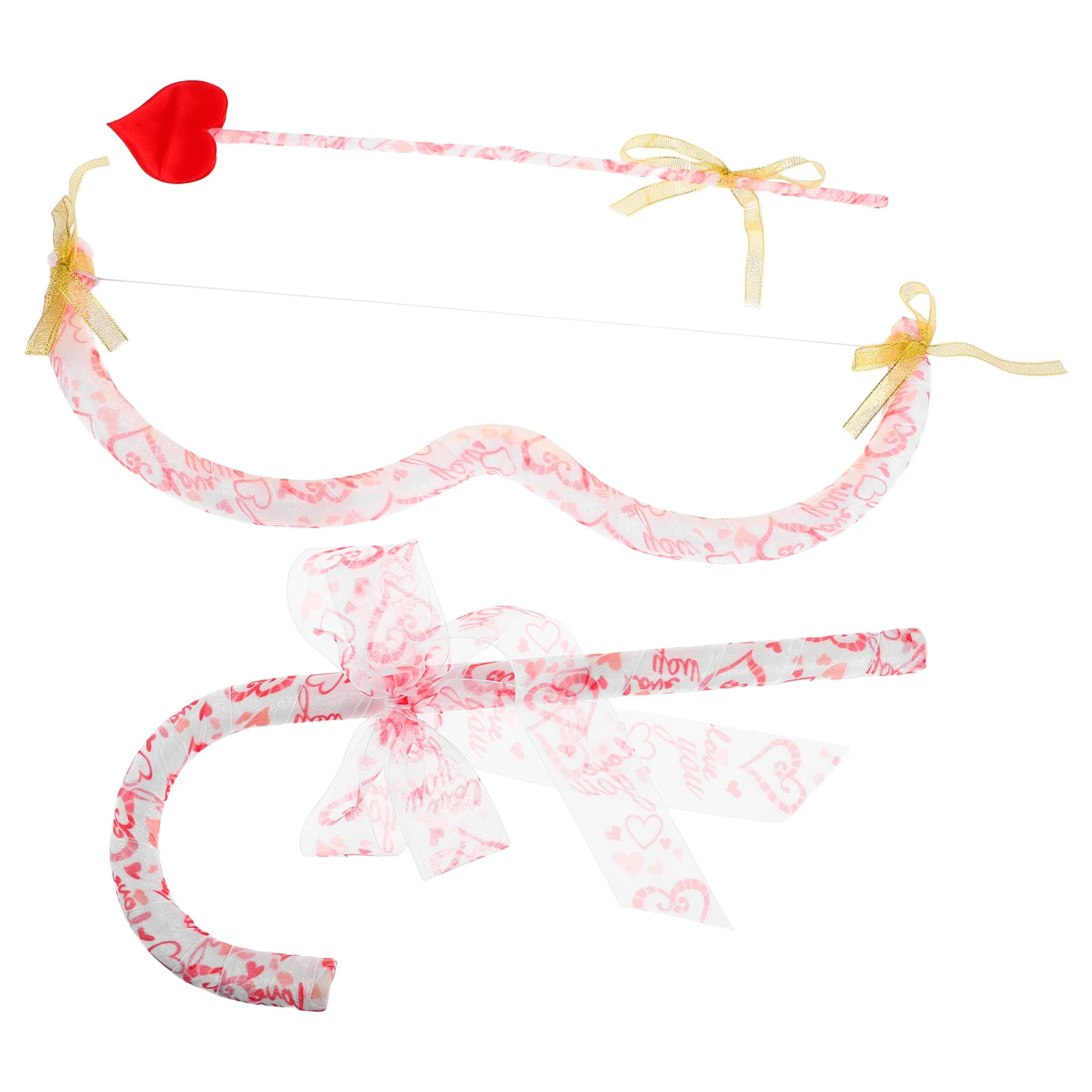 

1Set Cupid Bow Cane Cosplay Prop Lightweight Portable Valentines Day Halloween Party Costume Accessories Mini Bow Cane Set Pink