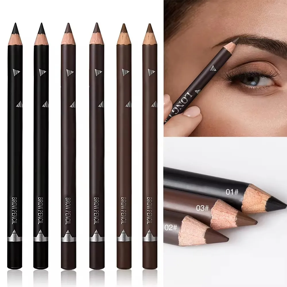 Lápiz para cejas profesional a prueba de agua, 6/12 Uds., lápiz de maquillaje para ojos para mujer, fácil de colorear, color natural, negro, marrón, herramienta cosmética de belleza para cejas