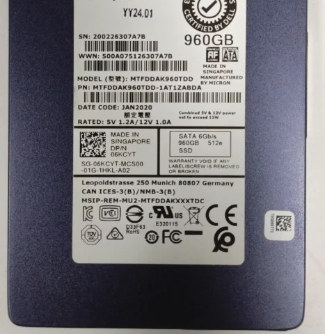 

For 06KCYT MTFDDAK960TDD 960G SSD SATA 2.5 6G hard drive SSD