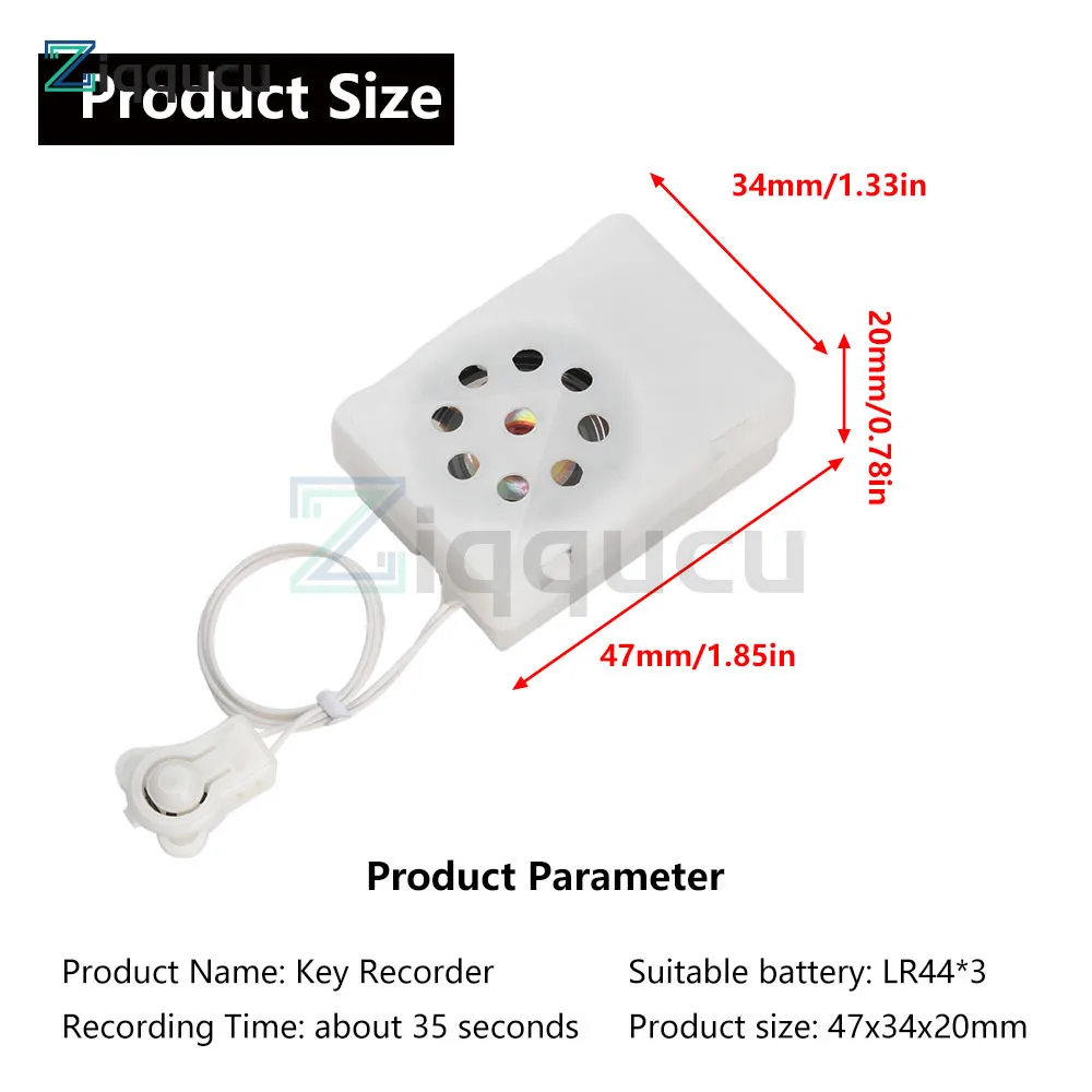 35s Stuffed Animal Sound Recorder - Voice Box Module for Plush Toys Custom Message Recording Device with Playback Button