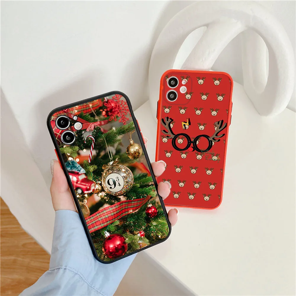 Translucent Phone Case For iPhone 16 15 14 7 8 Plus 13 12 11 Pro Max X XR XS SE Harries Deer Wand Potters Christmas Matte Cover