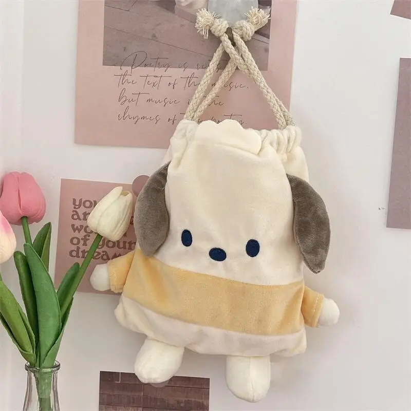 Sanrio Hello Kitty Plush Coin Purse Cute Cartoon Pochacco My Melody Drawstring Bag Travel Cosmetics Toiletry Storage Bag Gifts