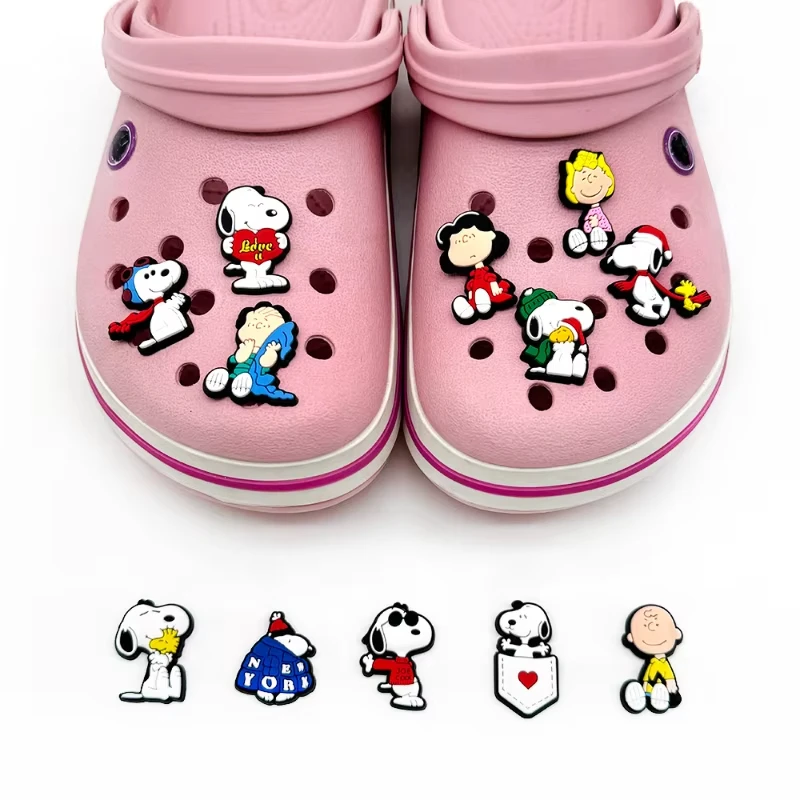 MINISO Colgantes para zapatos de dibujos animados de Snoopy, accesorios decorativos para zuecos y sandalias, accesorios para manualidades DIY