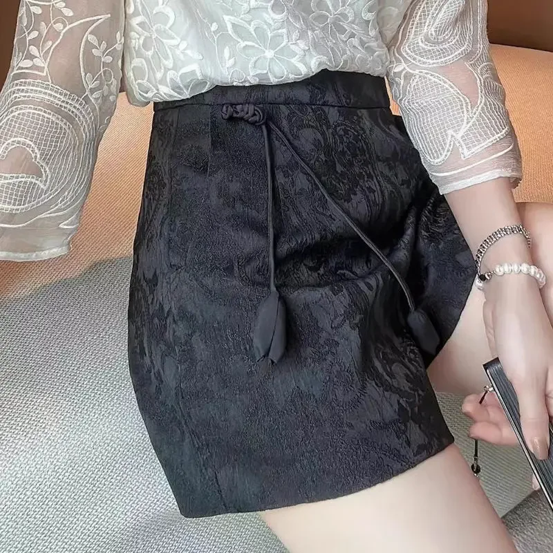 2024 New Summer Retro Art Chinese Style High Waist Jacquard Lace Loose Casual Fashion Wszechstronne nowe chińskie szorty dla kobiet