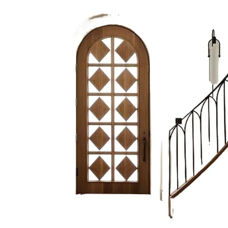 American Retro Solid Wood Arched Door for Bedroom Factory Direct Sales Custom Size Available Low MOQ Interior Room Door