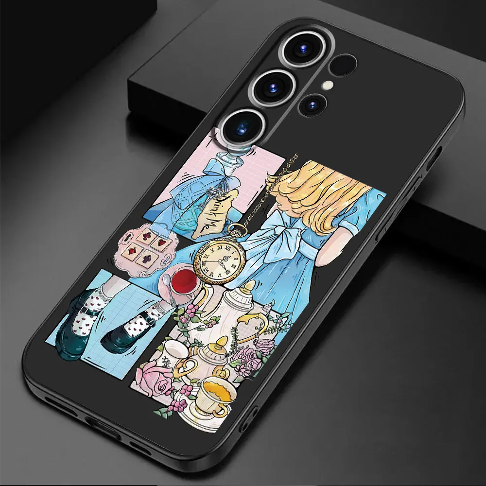 Case for Samsung Galaxy S20 S22 Plus S24 Ultra S21 FE S21 5G S23 Ultra Disney beautiful Princess Cover Black Soft Capa Cases