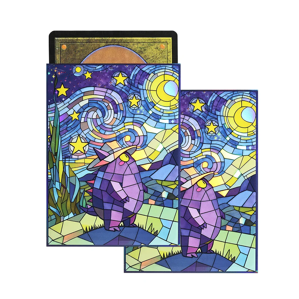 60 Stück 66x91mm Holographische Glas-Effekt Laser-Kartenhüllen Glänzende Spielkarten-Schutzhüllen für PKM/PTCG/TCG Spielkarten – Detail 13