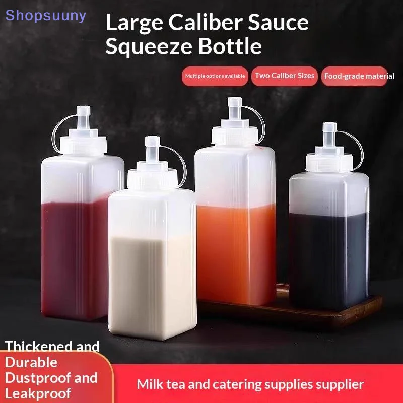 [SU]Hot Large Mouth 600/800/1000ML Squeeze Sauce Bottle Condiment Dispenser Dustproof Seasoning Salad Sauce Olive Oil Bottle[SU]