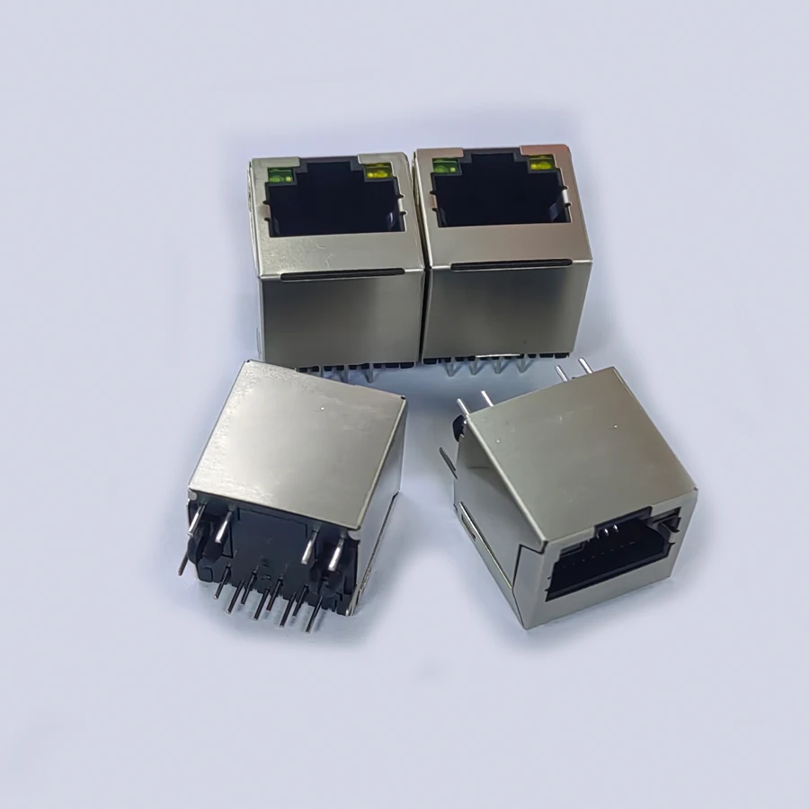 20PCS/Lot Steel Shield RJ45 8P8C Jack/Socket Connector 180-Degree Vertical-Type With LED For Network Internet Modular