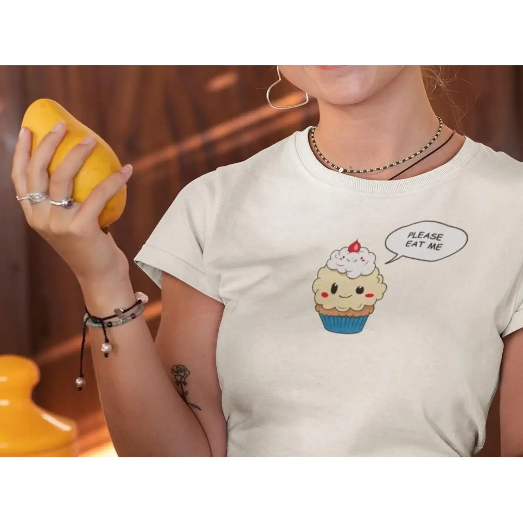 Foodie Delight Cupcake T shirt Whimsical Tee for Everyday Wear