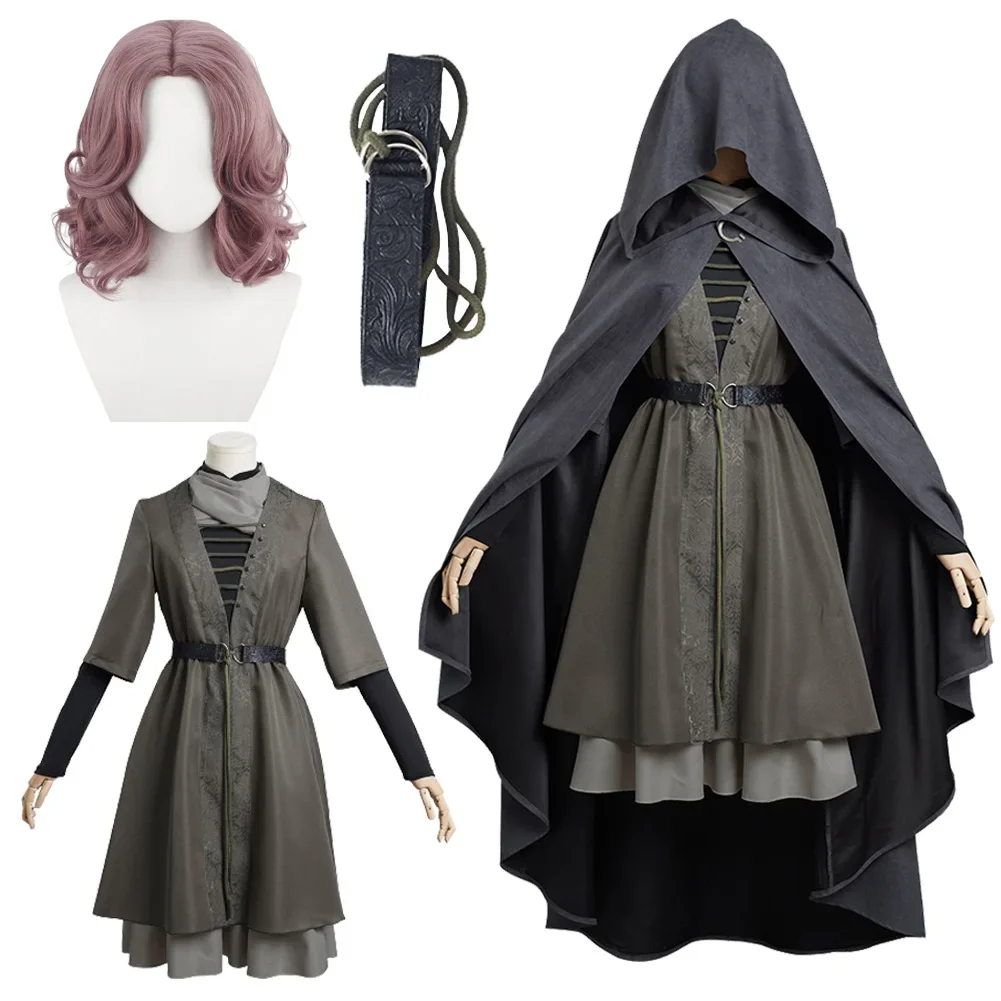 Melina Women Cloak Dress Disguise Cosplay costume Game ER Fantasia Roleplay Scarf Belt Outfits Halloween Carnival Suit Cloth