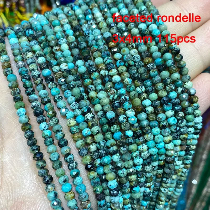 Wholesale Natural Stone Beads  African Turquoise Faceted Round Square Oval Matte Flat Rondelle for Making Jewelry DIY Bracelet
