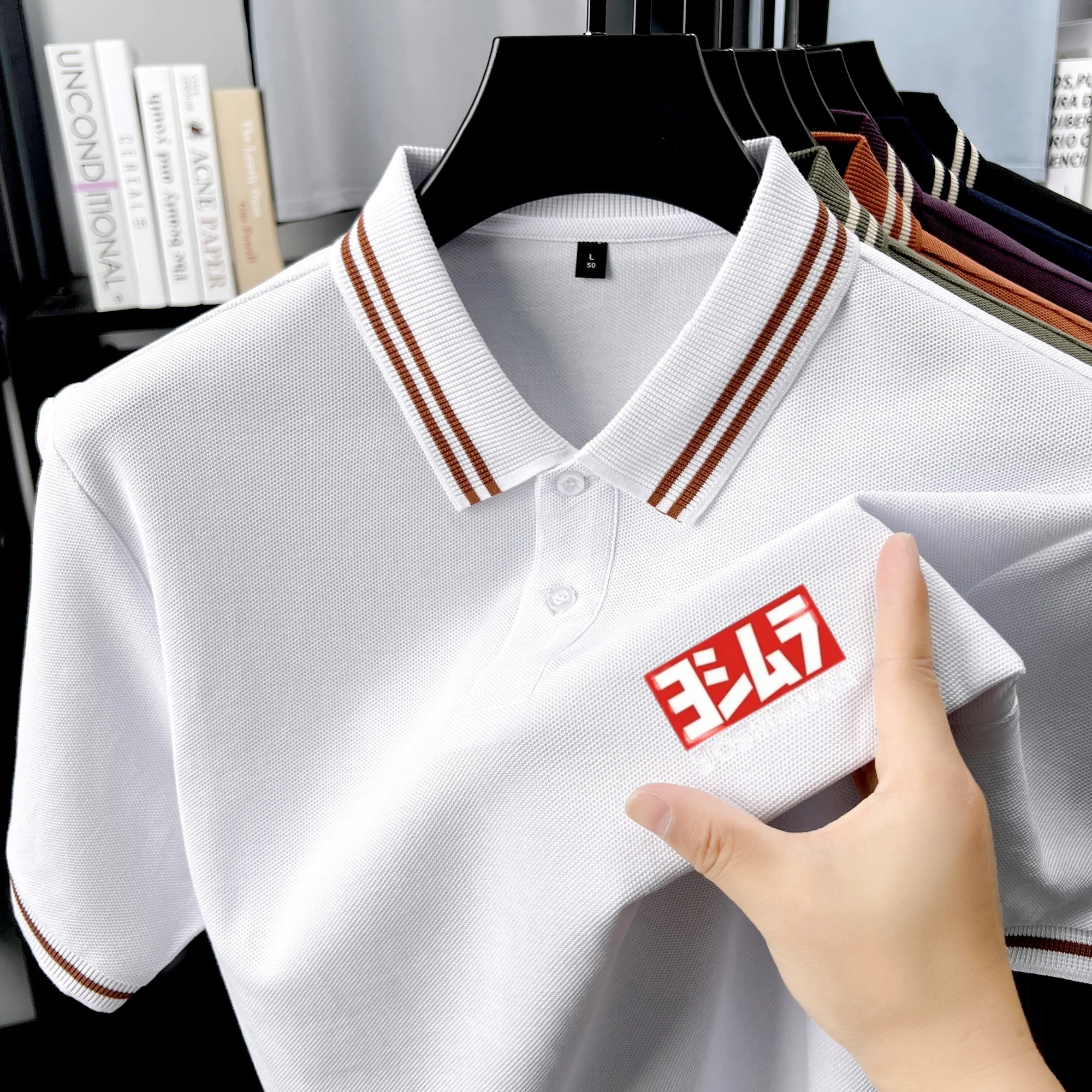 

Fashion offset printing men's short sleeve polo shirt business casual top summer 100% pure cotton comfortable breathable T-shirt
