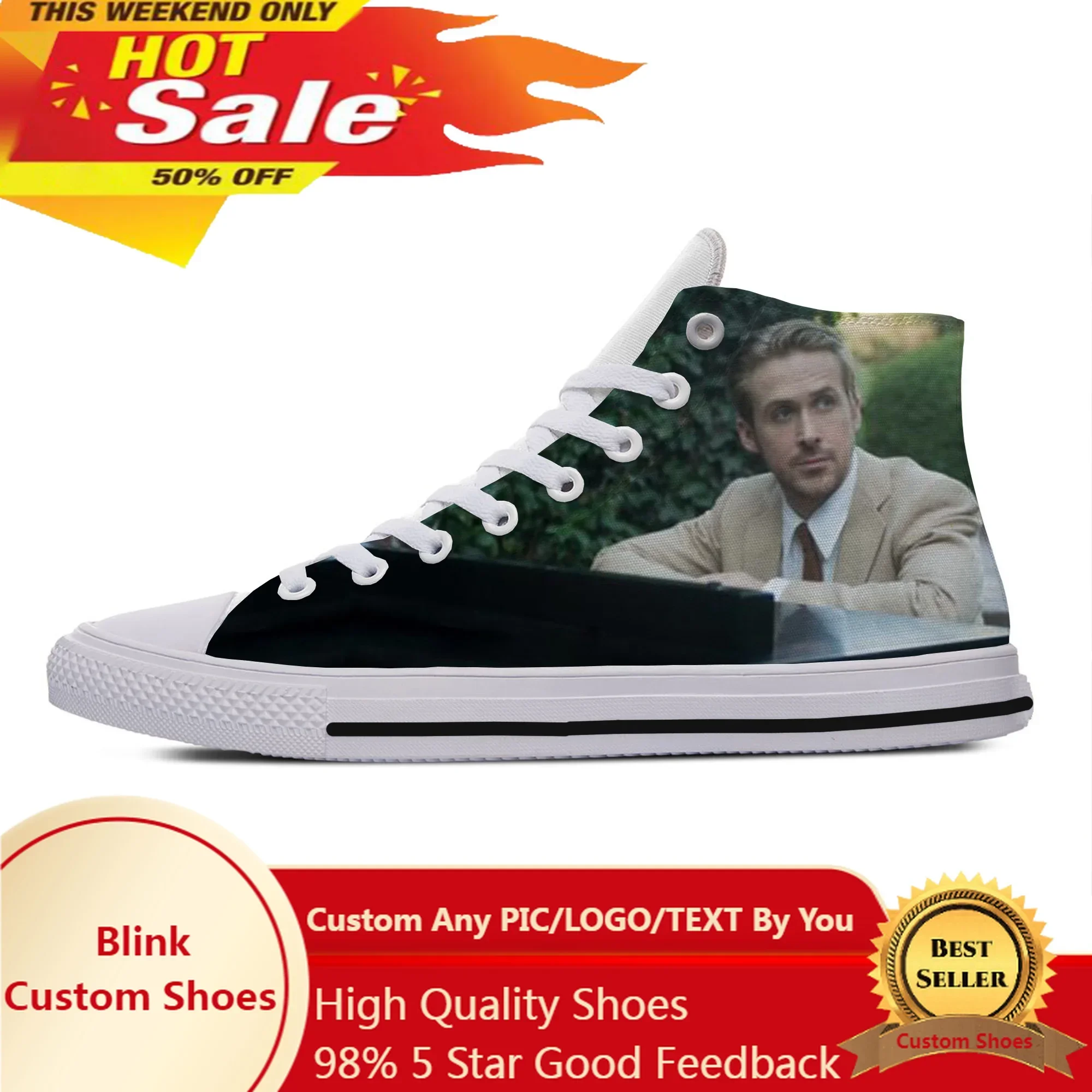 

Hot Cool Fashion Funny New Summer High Top High Quality Sneakers Handiness Casual Shoes Men Women Ryan Gosling Cool Board Shoes