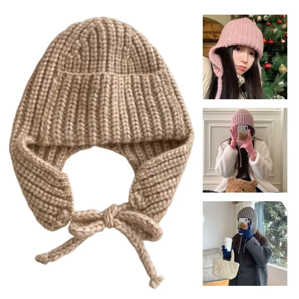 

Earflap Thickened Knitted Hat Soft Fleece Lining Super Soft Beanie Cap Fashion Warm Winter Hat Winter Season