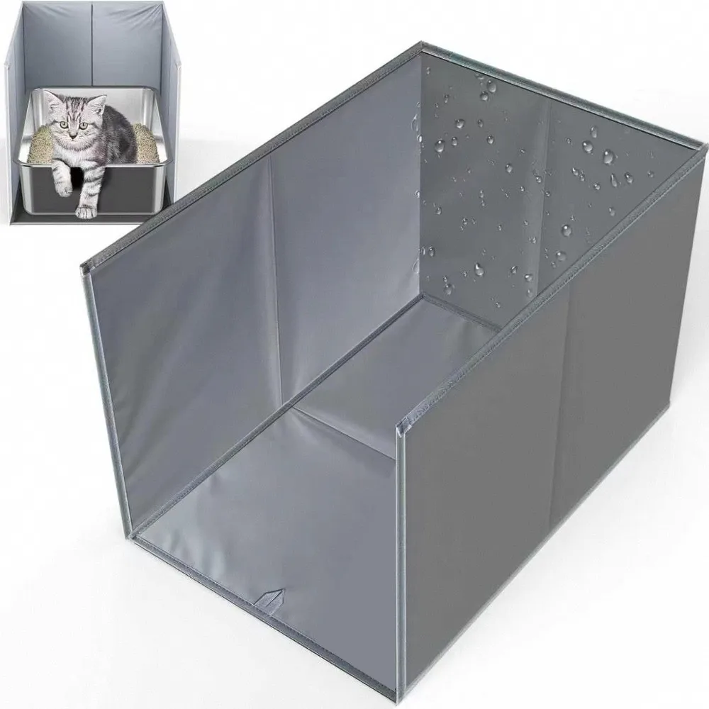Shield Open Top Cat Litter Box Enclosure High Sided Foldable Splash Guard Portable Waterproof Cat Litter Box Fence Indoor