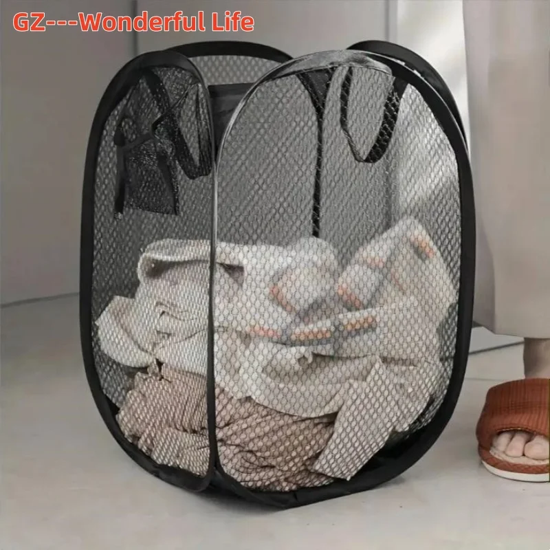 

New Toy Storage Foldable Portable Net Grid Laundry Basket Dirty Dlothes Basket Dirty Clothes Basket Home Storage Clothes