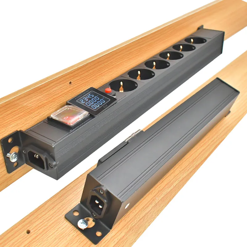 desktop EU socket PDU power strip aluminum alloy housing  with ammeter and overload protection function Wireless