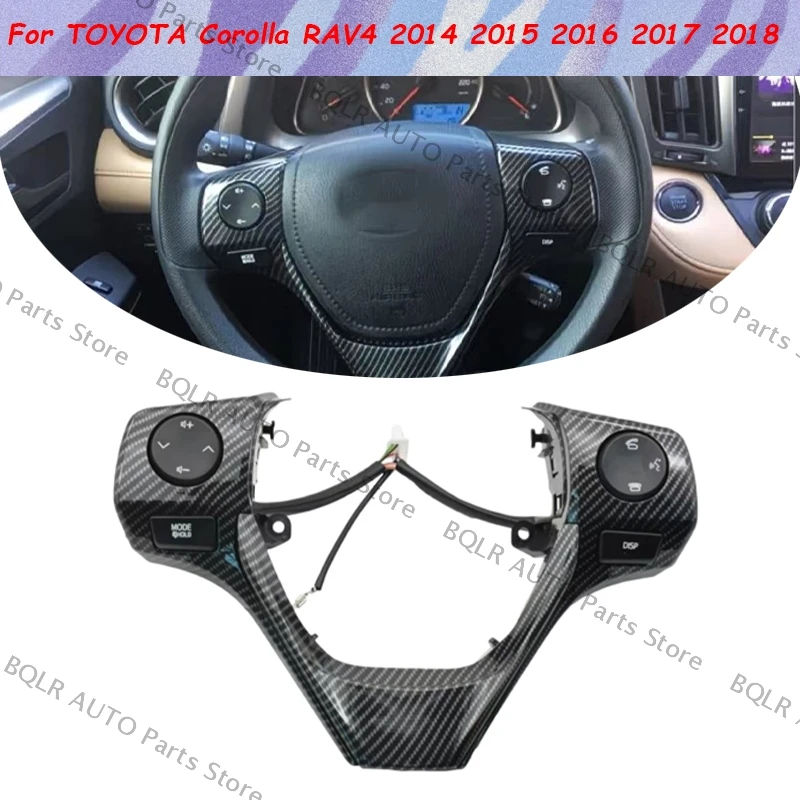 

Для TOYOTA Corolla RAV4 2014 2015 2016 2017 2018, рулевое колесо из углеродного волокна, аудио, Bluetooth, кнопка управления телефоном 84250-02560