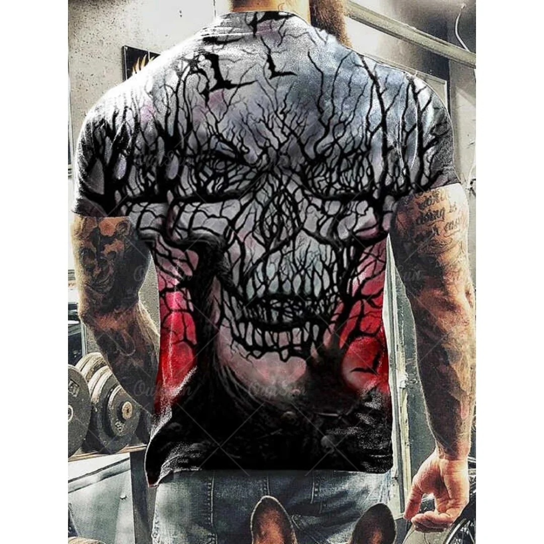 هالوين روك الشرير الجمجمة الجرافيك تي شيرت ثلاثية الأبعاد الطباعة الصيف الترفيه الجافة بسرعة تي شيرت رجالي ملابس الأطفال المحملة Y2k امرأة
