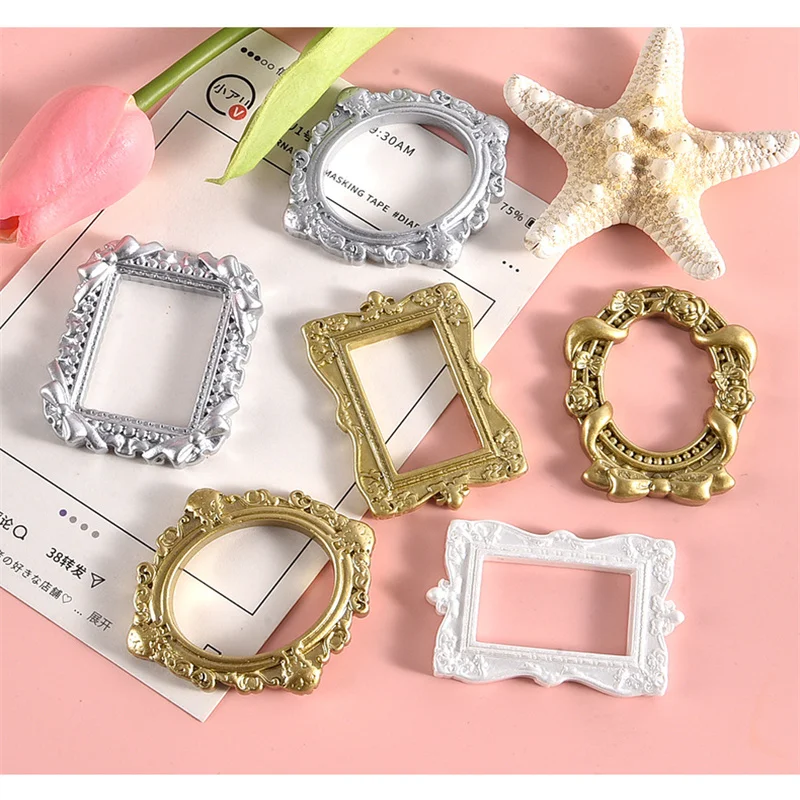 10Pcs Mini Retro Picture Frame DIY Resin Accessories Wedding Home Crafts Decor Cabochon Scrapbooking Materials Phone Cases Patch