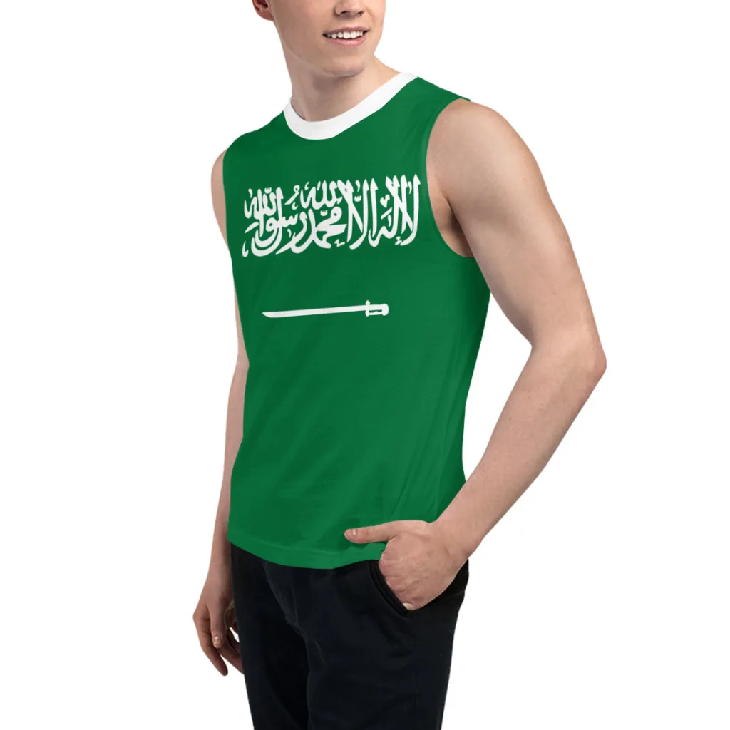 Sleeveless T-shirt Saudi Arabia Flag 3D Men's Boys Tshirt Gyms Tank Tops Fitness Joggers Basketball Training Vest