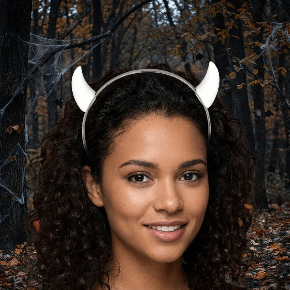 Gothic Animal Devil Horn Hairband Glossy Resin Ox Horn Hair Clips Lightweight Hair Hoop Anime Headband Anime Expo