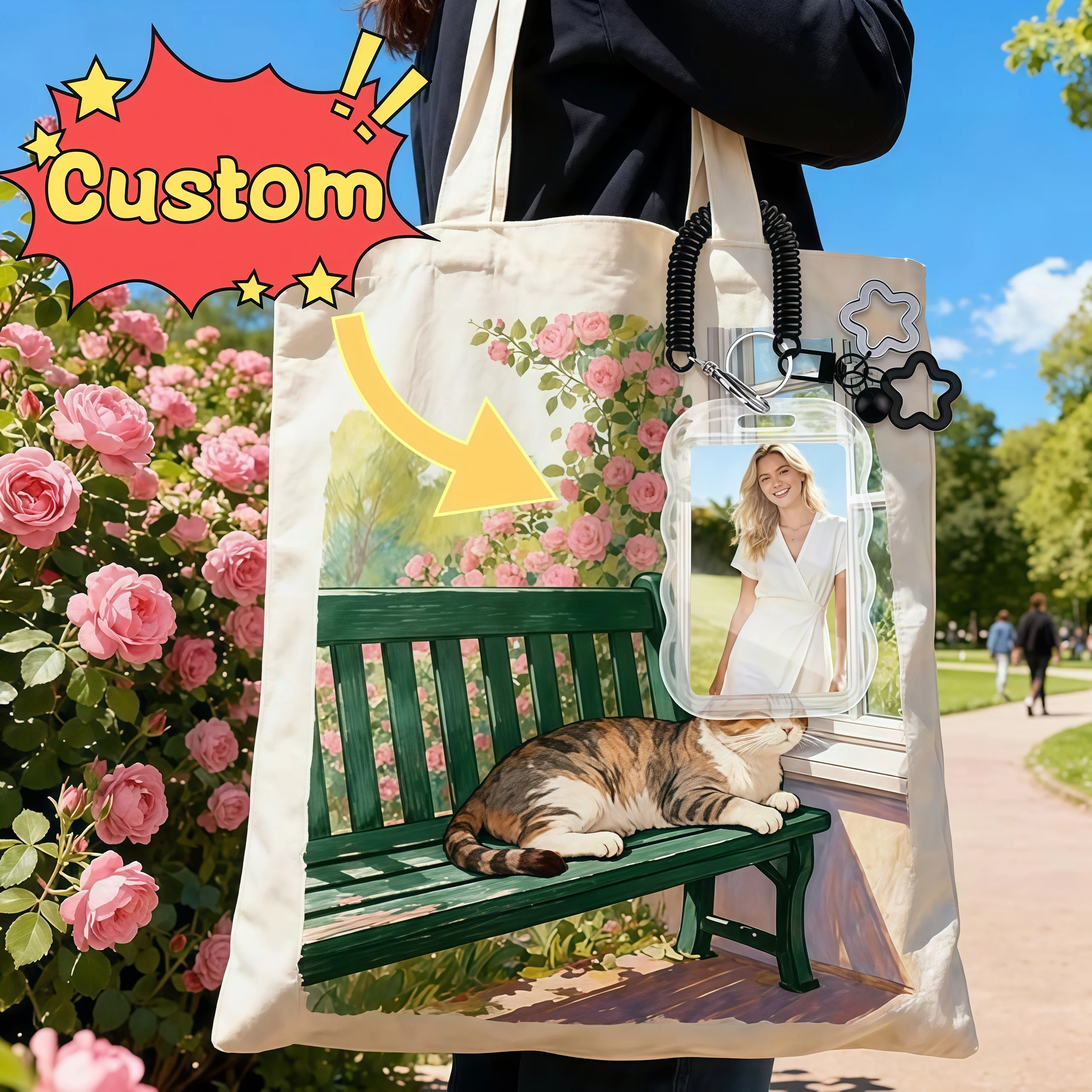 Custom Photo Star Card Holder - Student ID Transit Card Meal Card Work ID Etc. Smooth Card Swiping Clear Transparent Card Sleeve