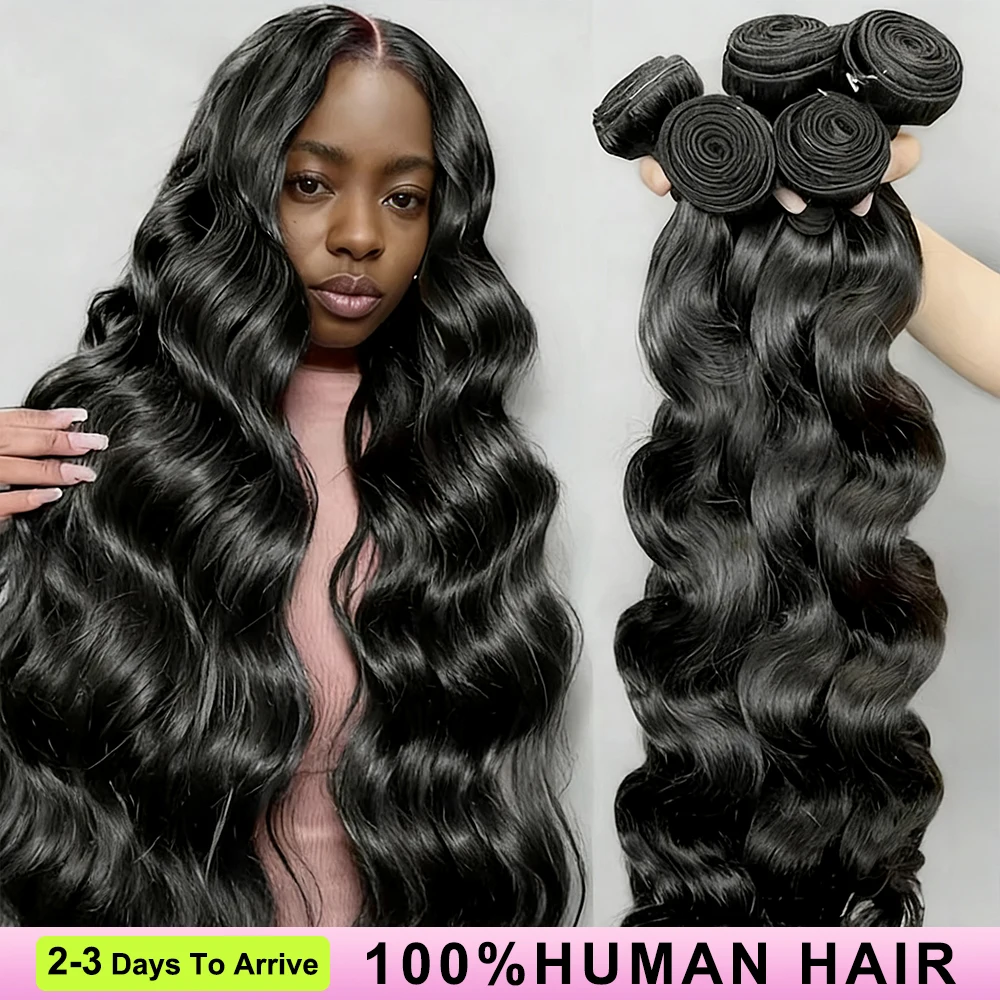 30 40 بوصة 100% البرازيلي الجسم موجة الخام عذراء غير المجهزة شعر مستعار بشري متموج 3 4 حزم لحمة مزدوجة السائبة تجديل الشعر #1